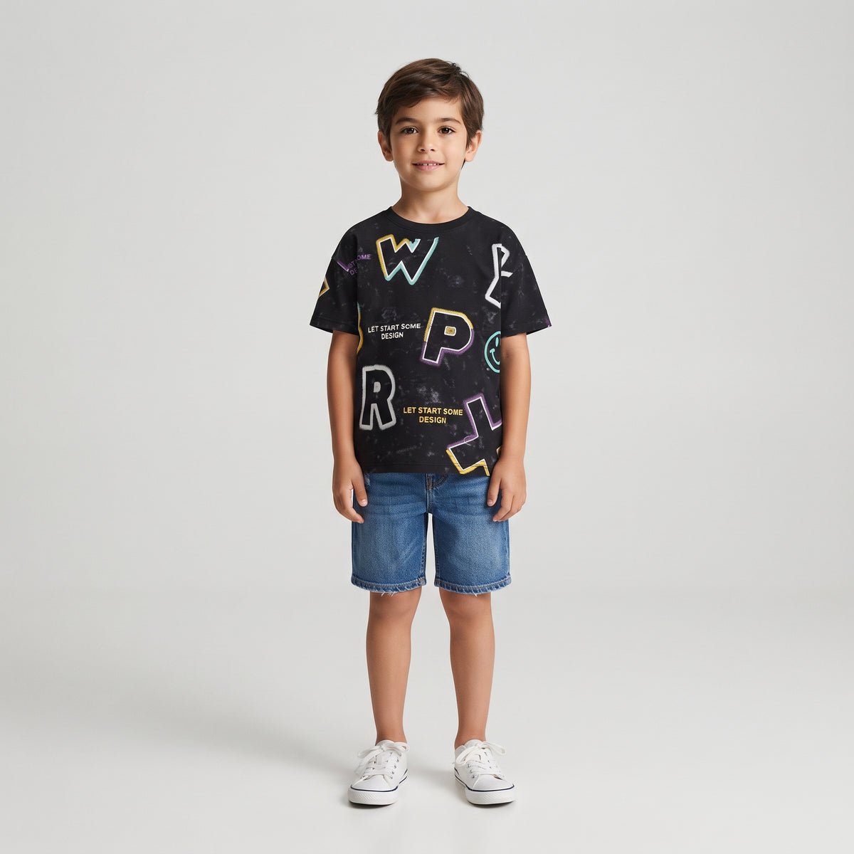 Boys "Let Start Some Design" Black T-Shirt