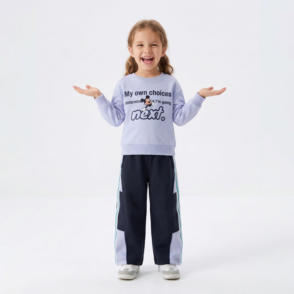 Girls' Light Blue Mickey Mouse Sweatshirt & Navy Pants Set