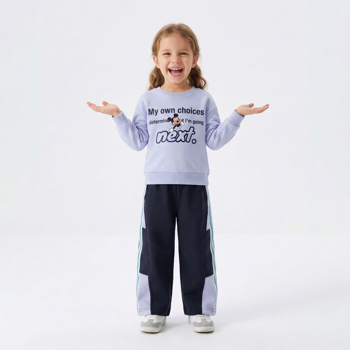 Girls' Light Blue Mickey Mouse Sweatshirt & Navy Pants Set