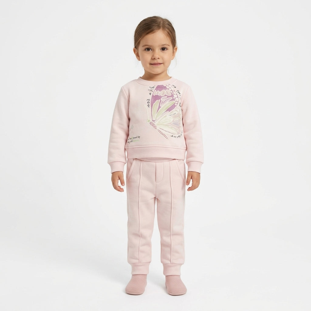 Baby Girls Butterfly Graphic Sweatshirt and Sweatpants Set