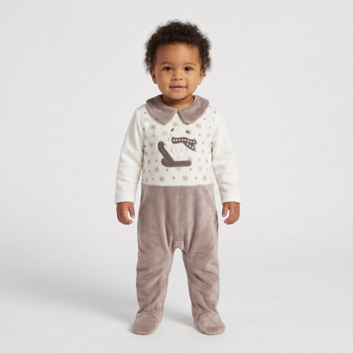 Newborn Baby Boys Winter Sledding Bear Jumpsuit