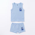 Kids Casual Cotton Undershirt and Underwear Set - Blue