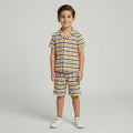 Boys Multi-Color Striped Short-Sleeve Camp Shirt and Shorts Set