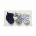 Newborn Boys 3-Pack Socks - Solid Navy, Grey Star, and Blue Stripes