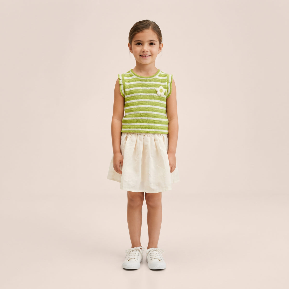Girls Striped Ruffle Top and Skirt Set