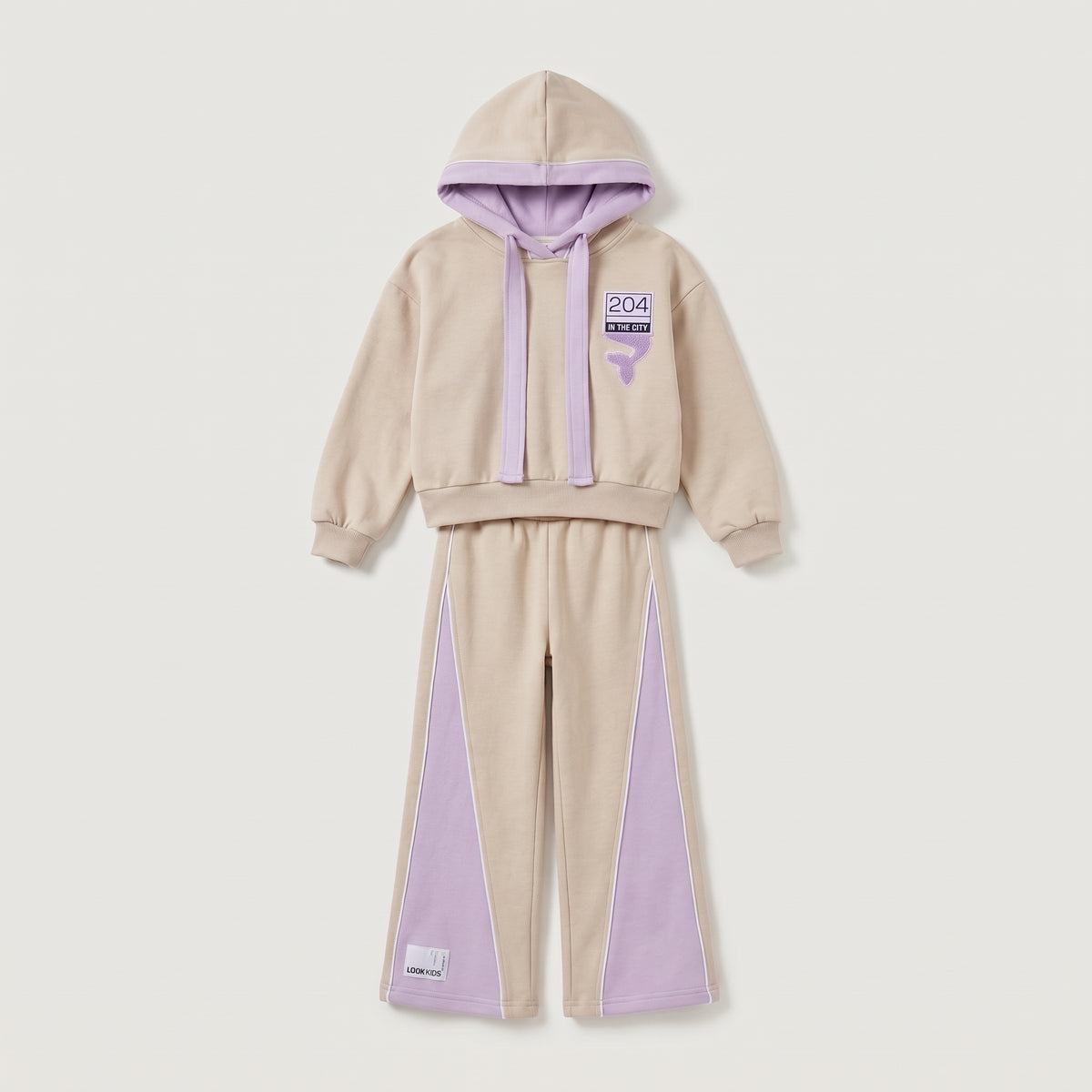 Girls' Hooded Sweatshirt and Wide-Leg Pants Tracksuit Set