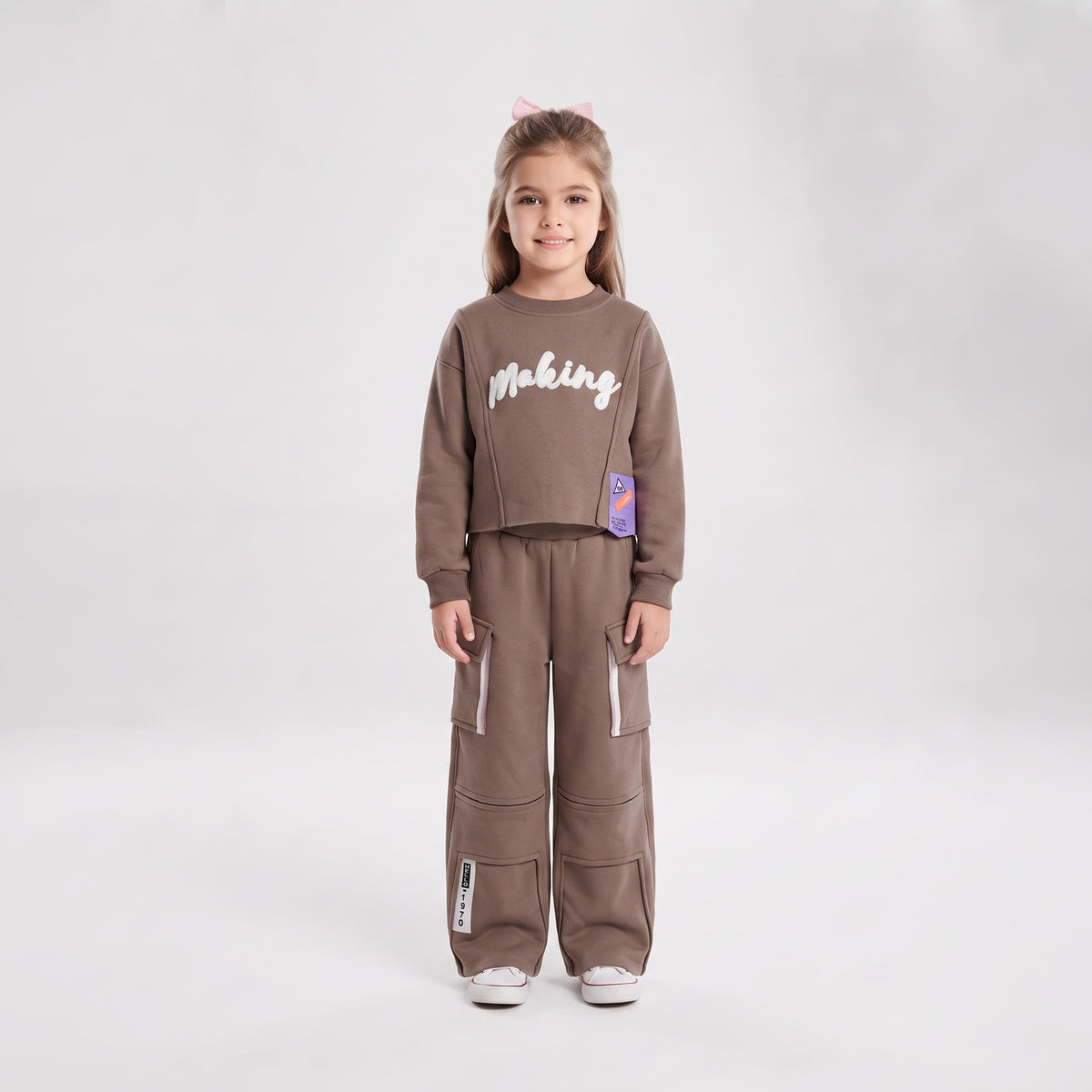 Girls "Making" Printed Sweatshirt and Cargo Pants Set