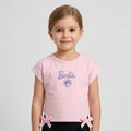 Girls' Pink Barbie Printed T-Shirt with Side Bows