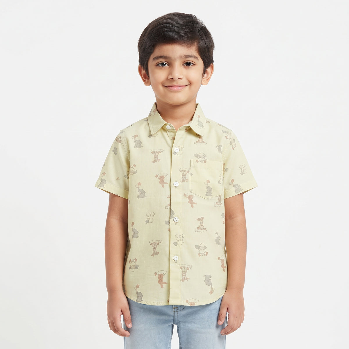 Boys Animal Graphic All-Over Printed Short Sleeve Button-Down Shirt