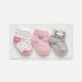 Newborn Girls 3-Pack Socks - Polka Dots, Heart, and Striped Cat Face