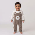 Baby Boys Brown Bear Face Applique Romper