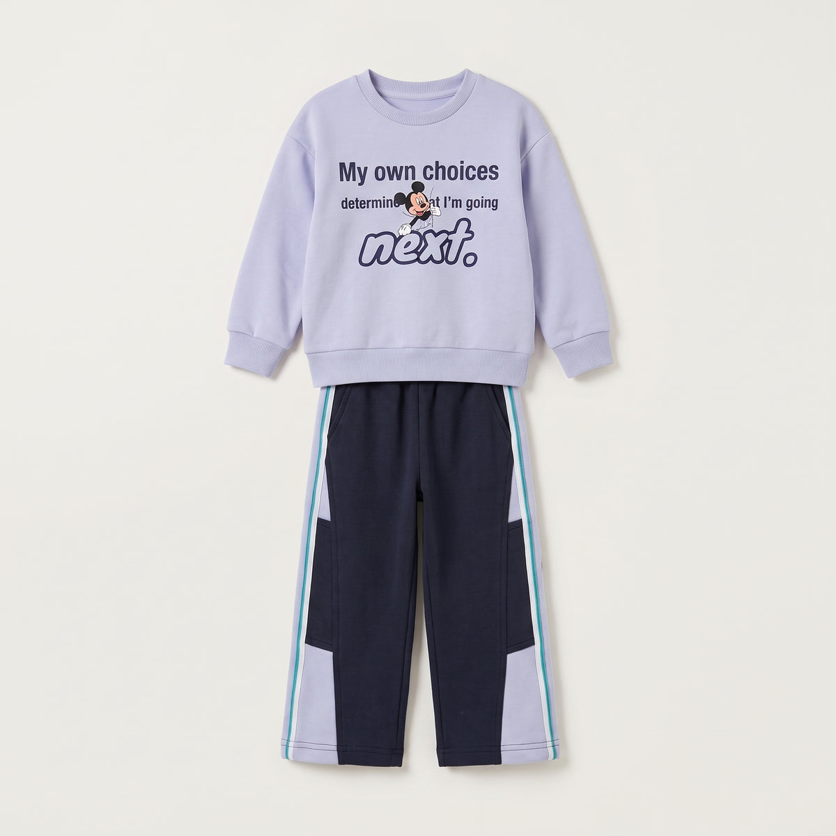 Girls' Light Blue Mickey Mouse Sweatshirt & Navy Pants Set