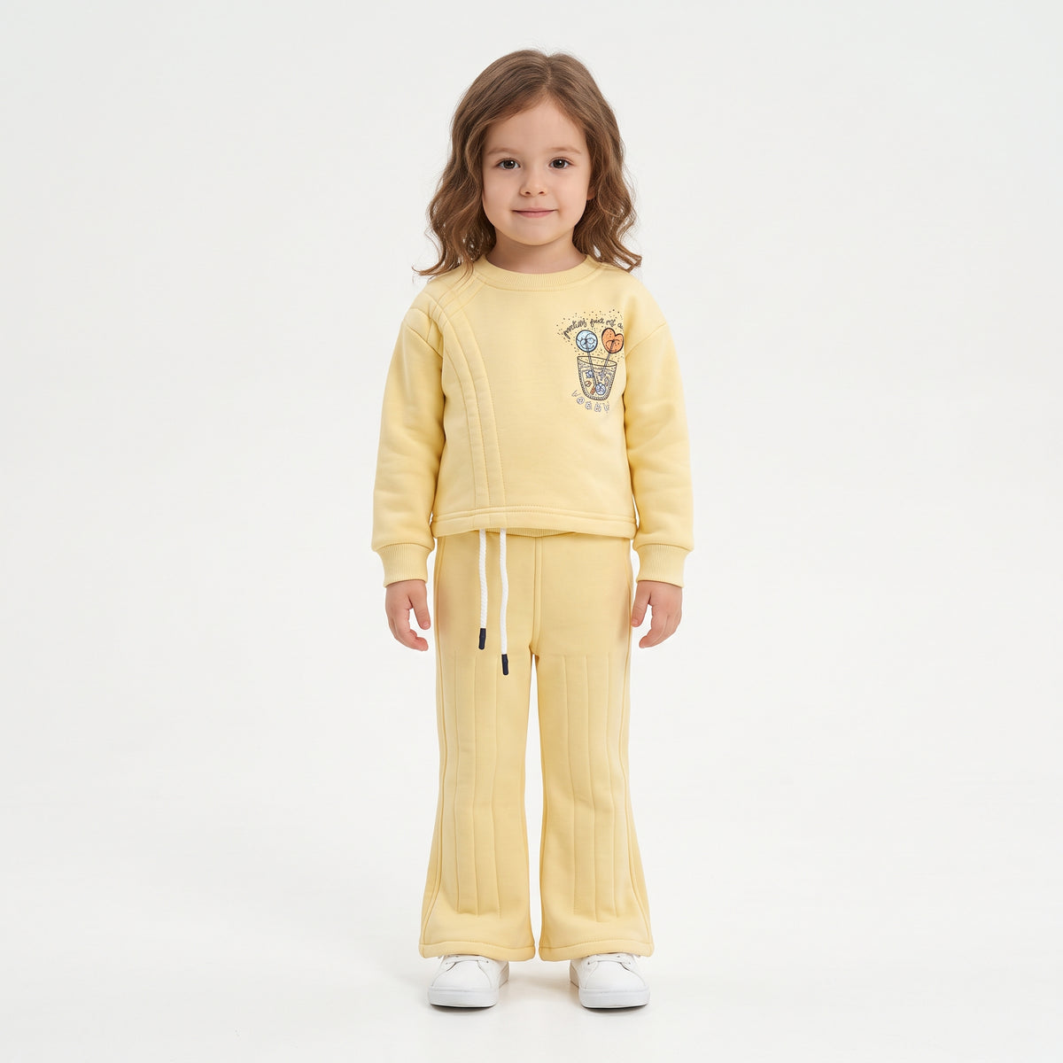 Baby Girls "Pocket Full of Sweets" Graphic Fleece Sweatshirt and Wide-Leg Pants Set