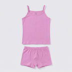Girls Solid Cotton Camisole and Briefs Set