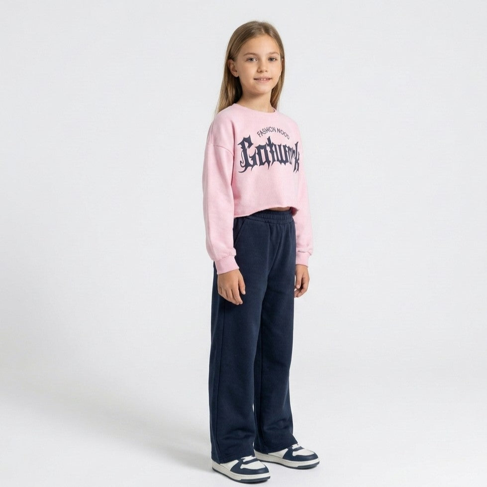 Girls' "Catwalk" Cropped Sweatshirt & Pants Set