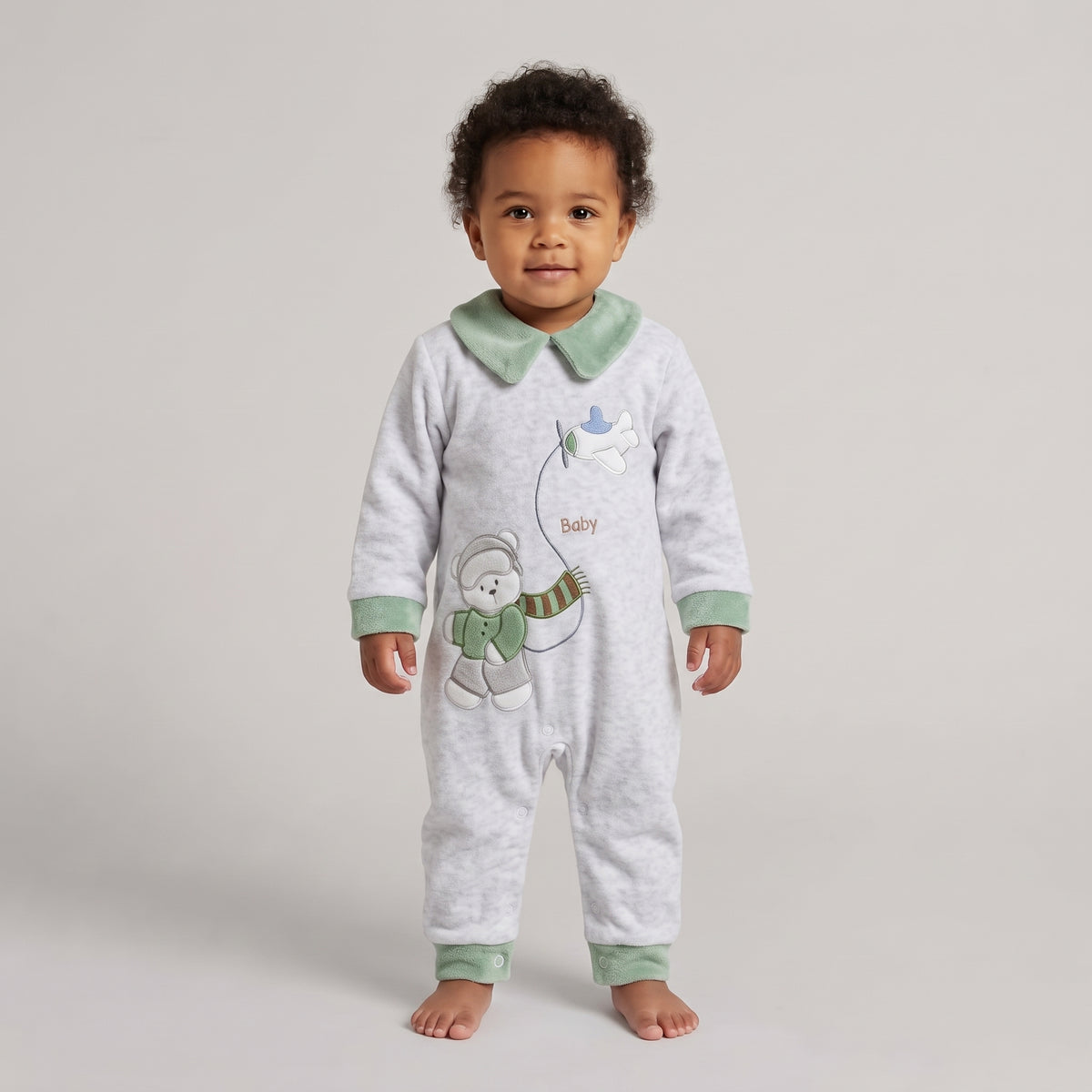Newborn Baby Boys Bear and Airplane Jumpsuit
