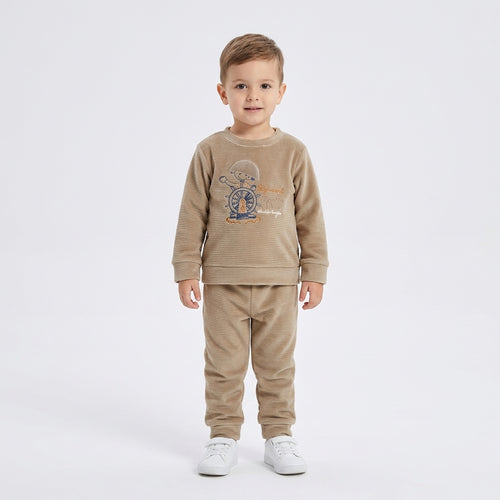 Baby Boys Nautical Graphic Ribbed Velvet Sweatshirt and Pants Set