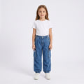 Girls' Light Blue Cargo Denim Joggers