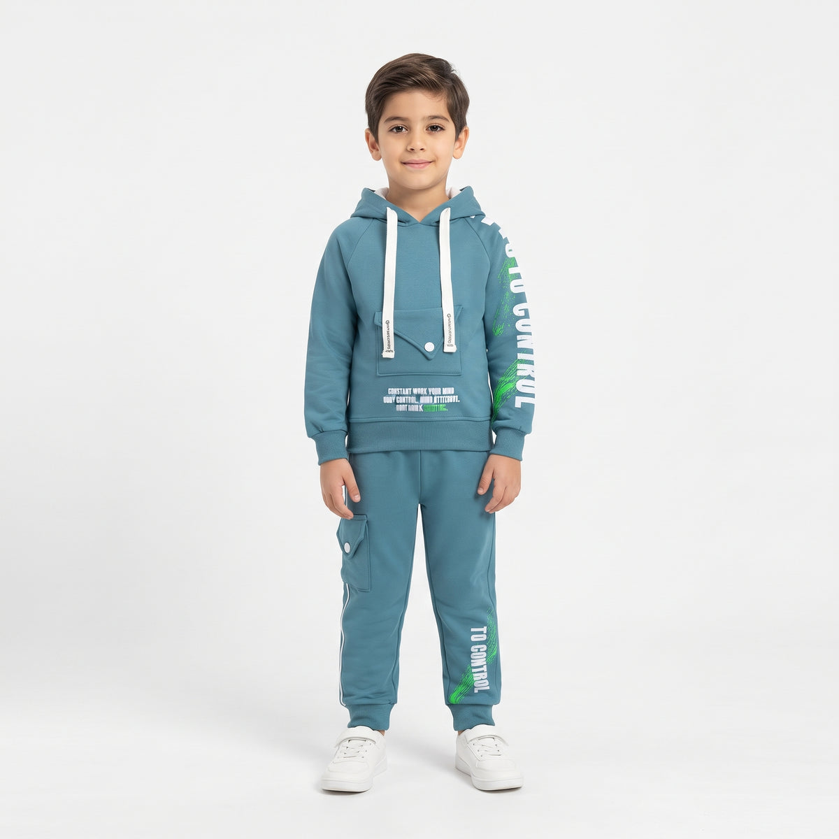 Boys "To Control" Hooded Sweatshirt and Cargo Joggers Tracksuit
