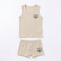 Kids Casual Cotton Undershirt and Underwear Set - Beige