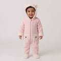 Newborn Baby Hooded Fleece Jumpsuit with Bear Pockets