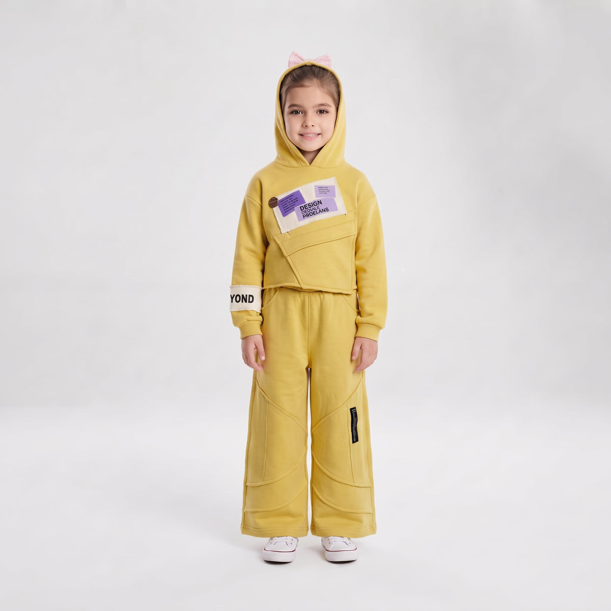 Girls "Design" Hooded Sweatshirt and Wide-Leg Tracksuit