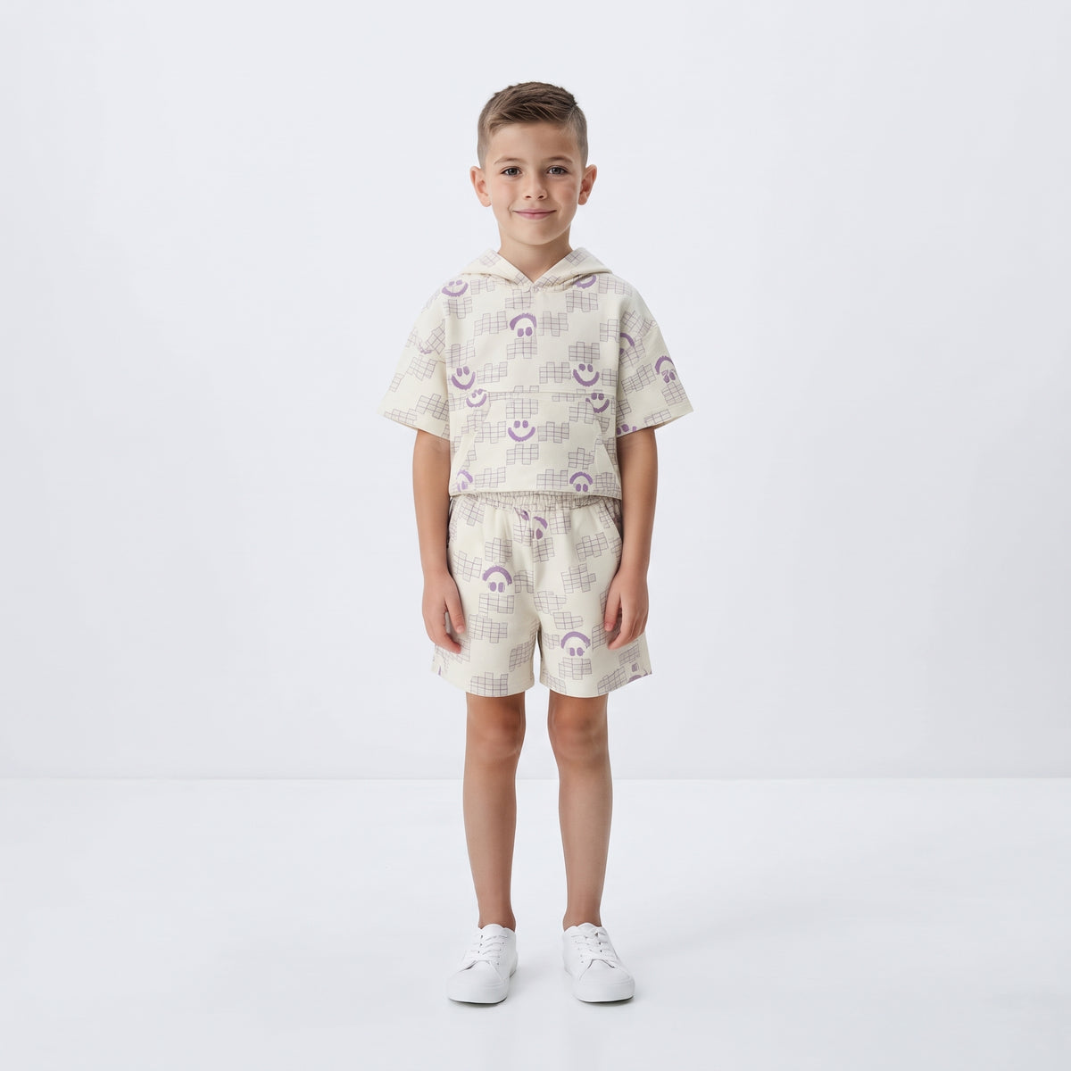 Boys' 2-Pieces set printed smile face