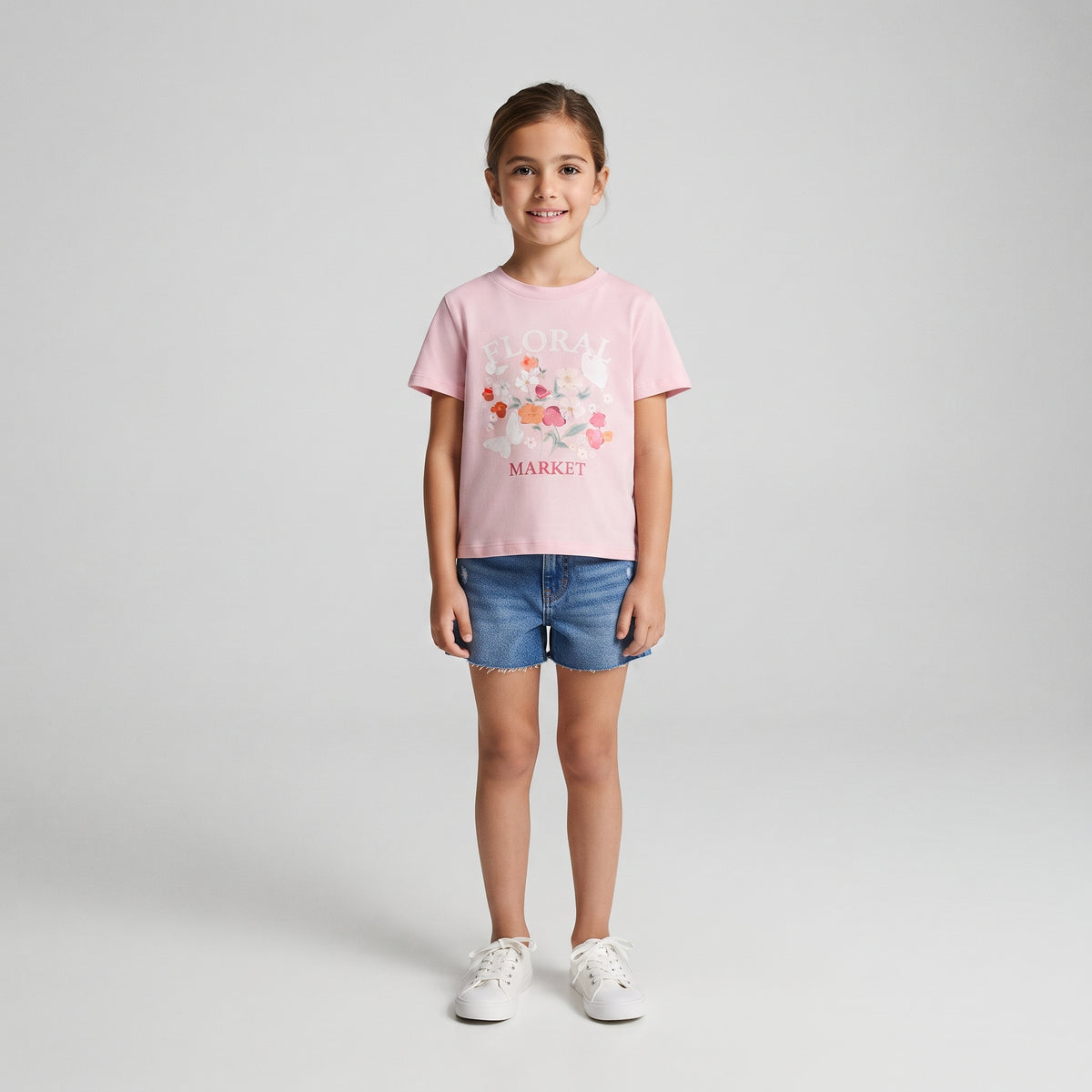 Girls "Floral Market" Printed T-Shirt