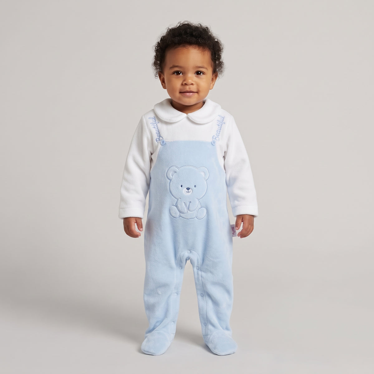 Newborn Baby Boys "Beautiful Bear" Overall-Style Jumpsuit