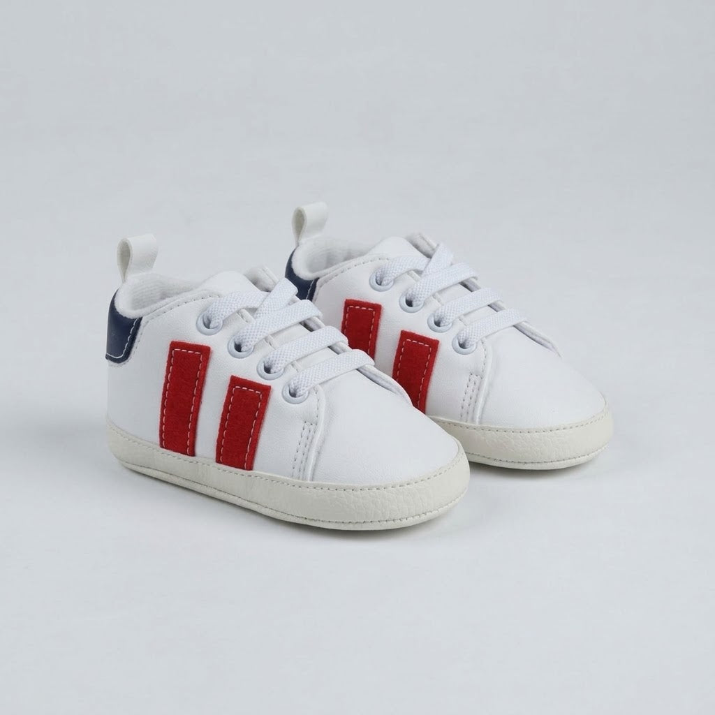 Newborn Boys' Athletic-Style Walking Booties with Accent Stripes