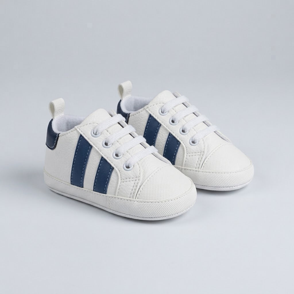 Newborn Boys' Athletic-Style Walking Booties with Accent Stripes