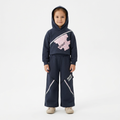 Girls' Dark Navy Graphic Hooded Sweatshirt & Wide-Leg Pants Set