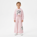 Girls' Pink Graphic Cropped Hoodie & Wide-Leg Pants Set